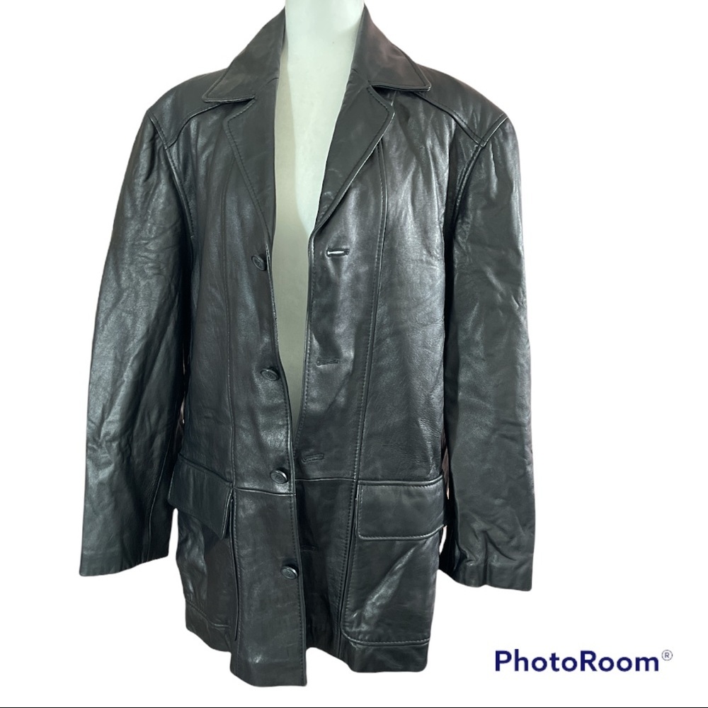 Rogue by Reilly Olmes Men’s black supple leather long jacket Size Large